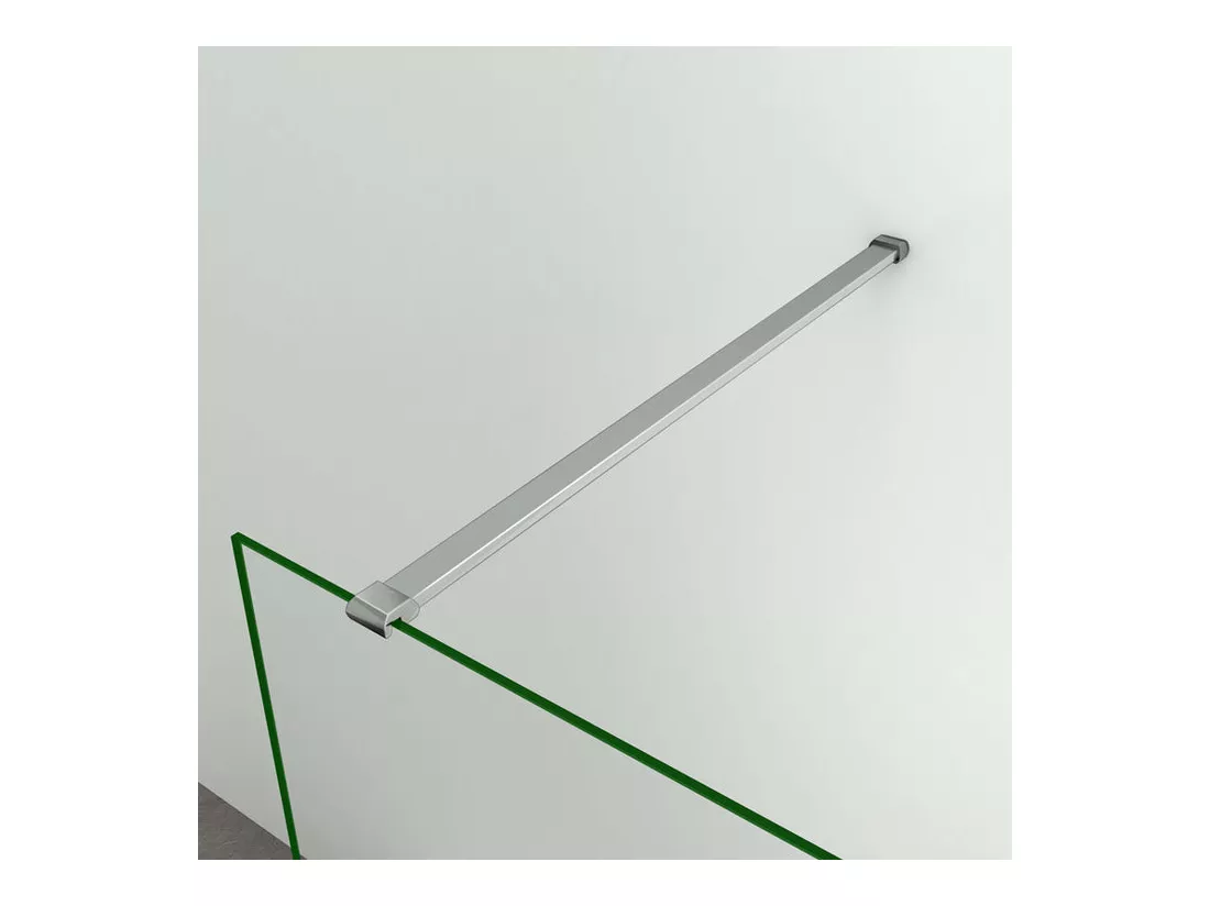 Paroi de douche à l'italienne 110x200cm avec barre de fixation 90cm recoupable, en 8mm verre bande centrale dépolie