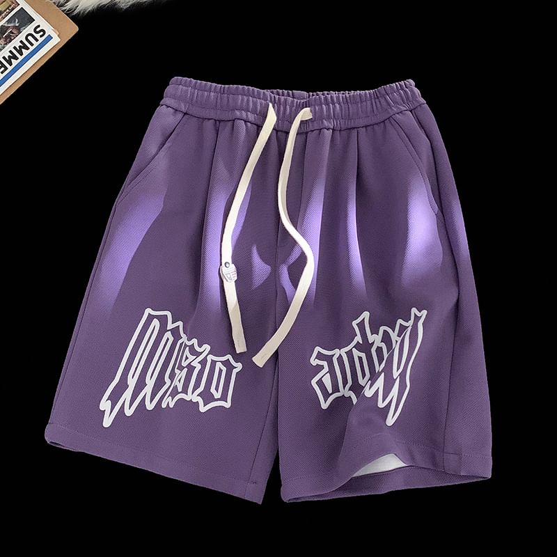 Kimeya - Sweatshorts met trekkoord en letterprint