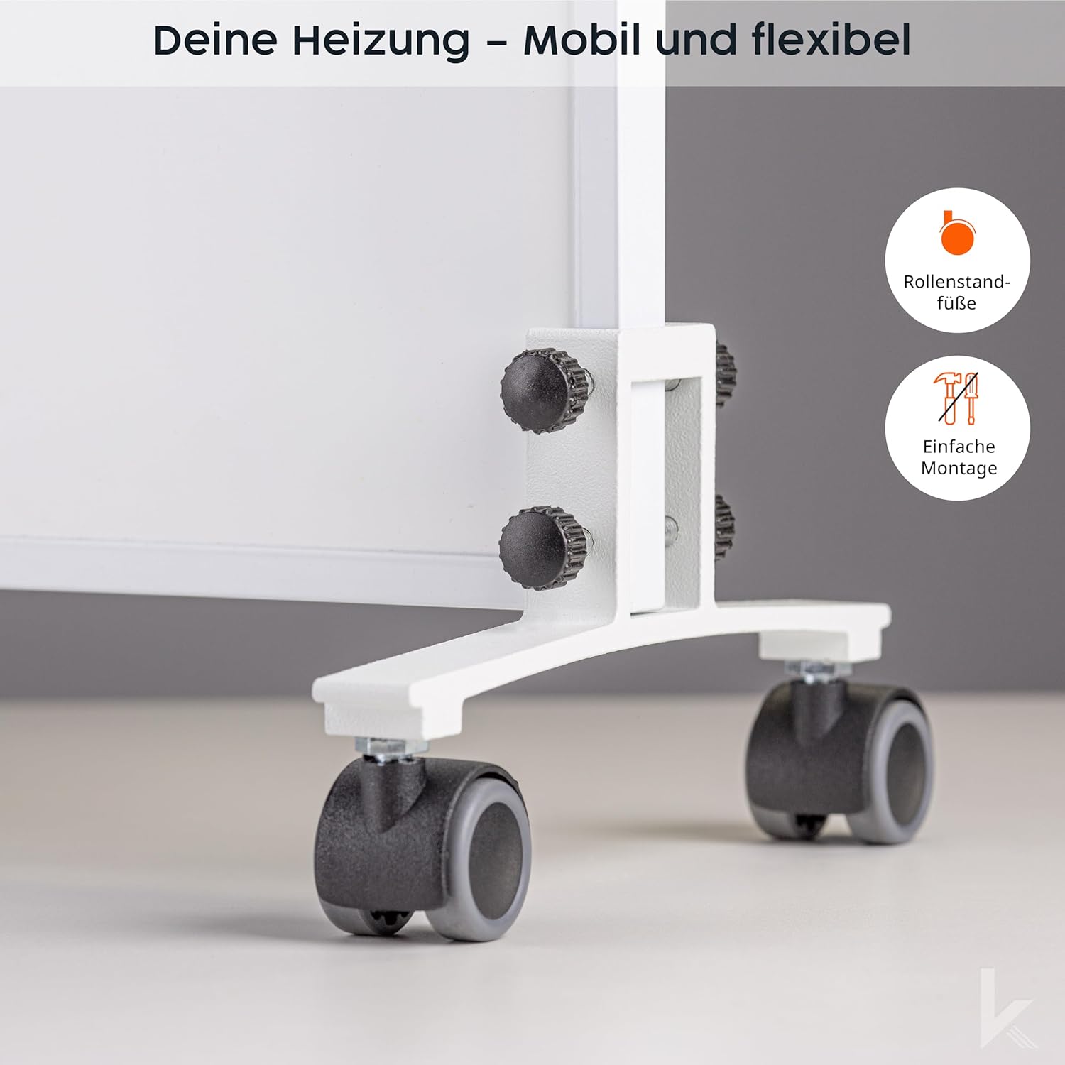 Könighaus Bild Infrarotheizung Standgerät - 800 Watt - Energiesparend = wärmt innerhalb von 2 Minuten - mit Standfüßen & Thermostat - mobile Standheizung - Echter Hingucker mit Motiv: Marmor