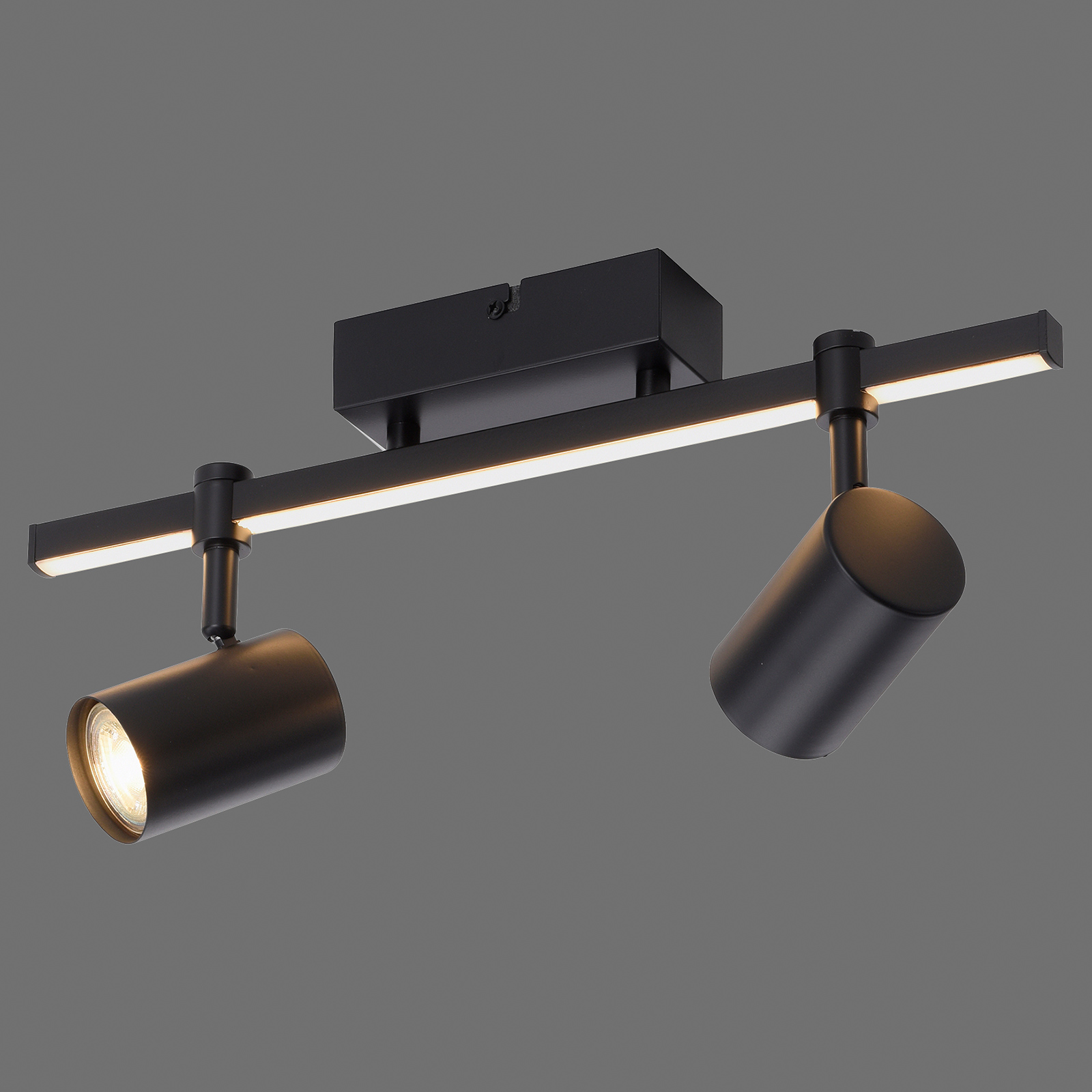 LED-Spotbalken - Metall - schwarz - 2-flammig - schwenkbar