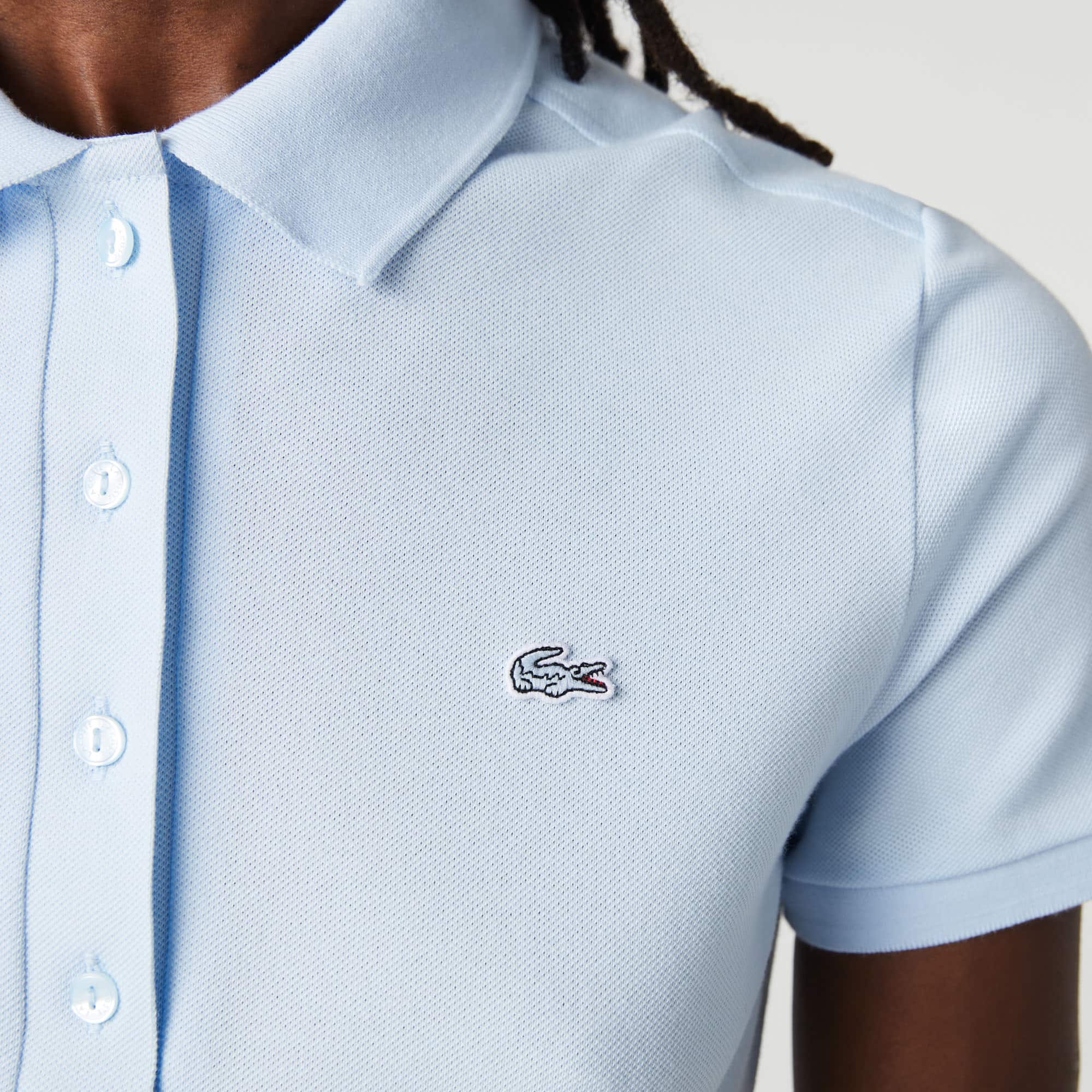 Polo Lacoste x Club Med en coton uni Manches Courtes - Bleu - Lacoste - Femme