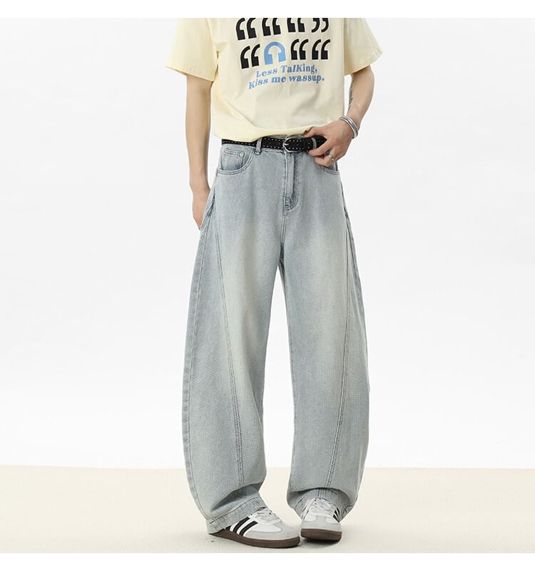 Priam - Mid Rise Washed Wide Leg Jeans