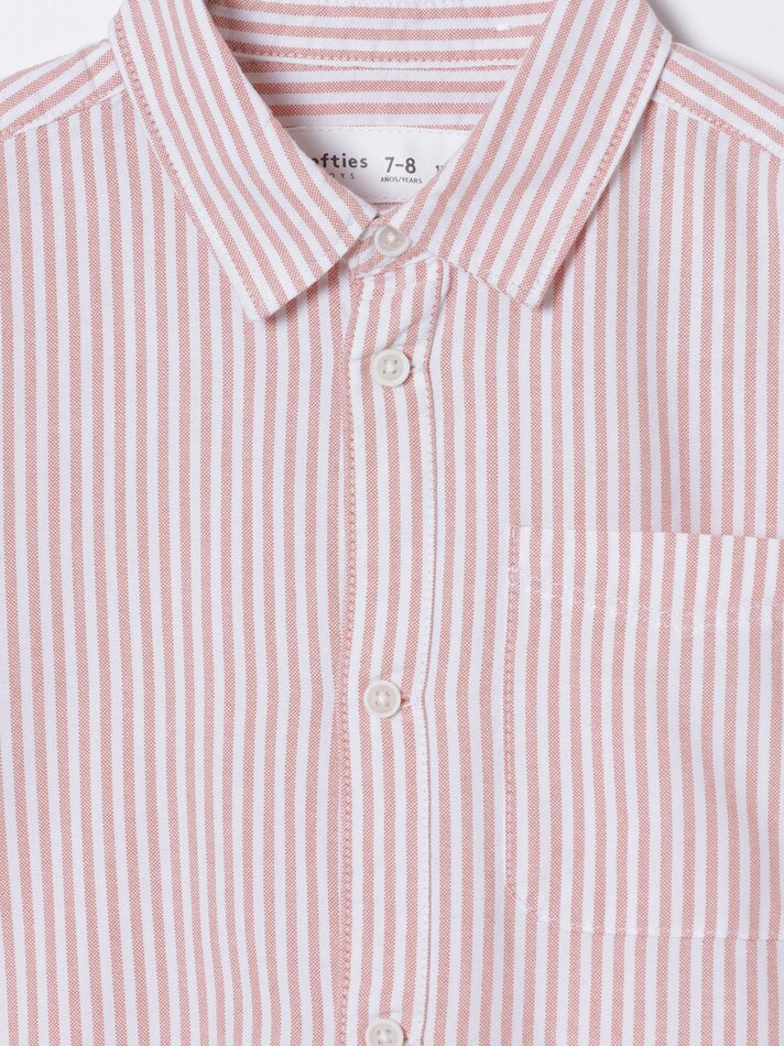 Camisa oxford de manga curta - Vermelho Coral