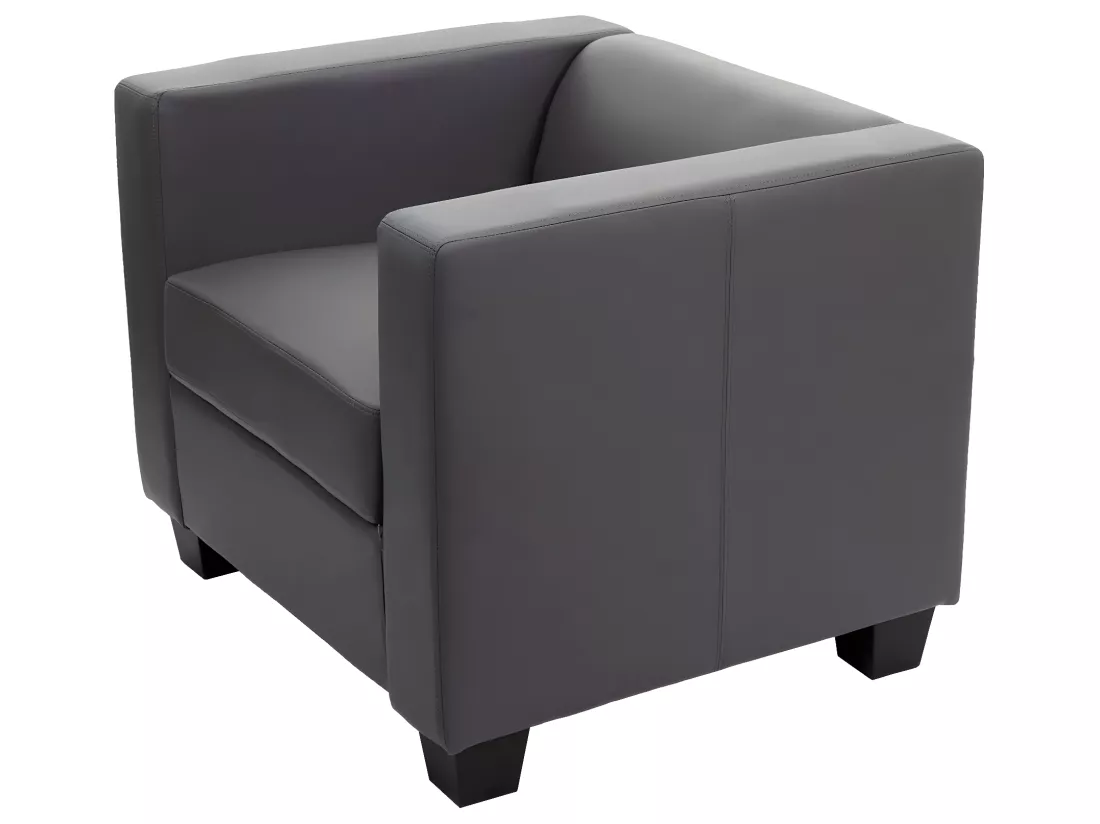 Fauteuil lounge Lille, similicuir, gris foncé