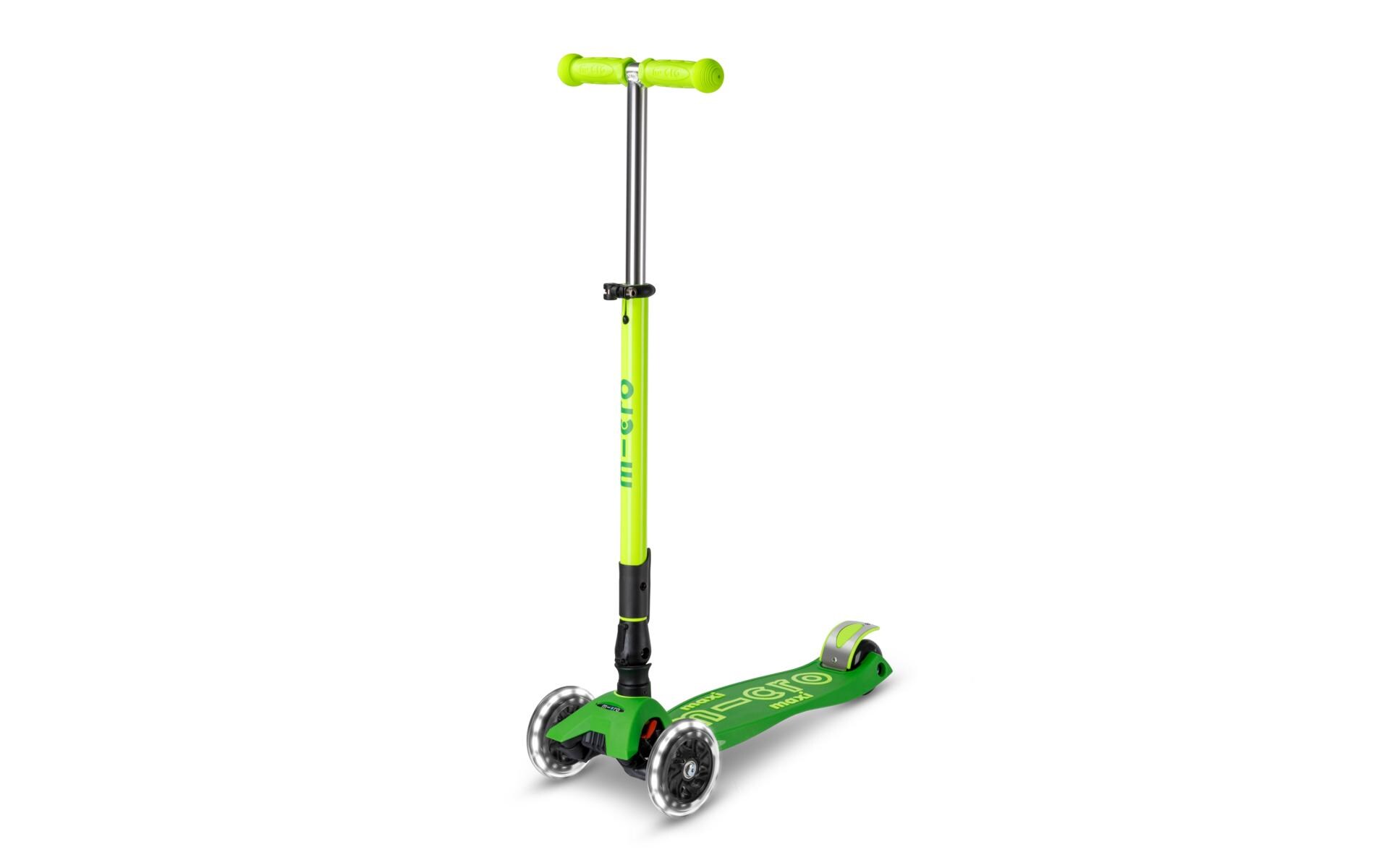 Scooter Maxi Micro Deluxe Foldable Neon LED Parrot Green<br>Klappbarer Scooter
