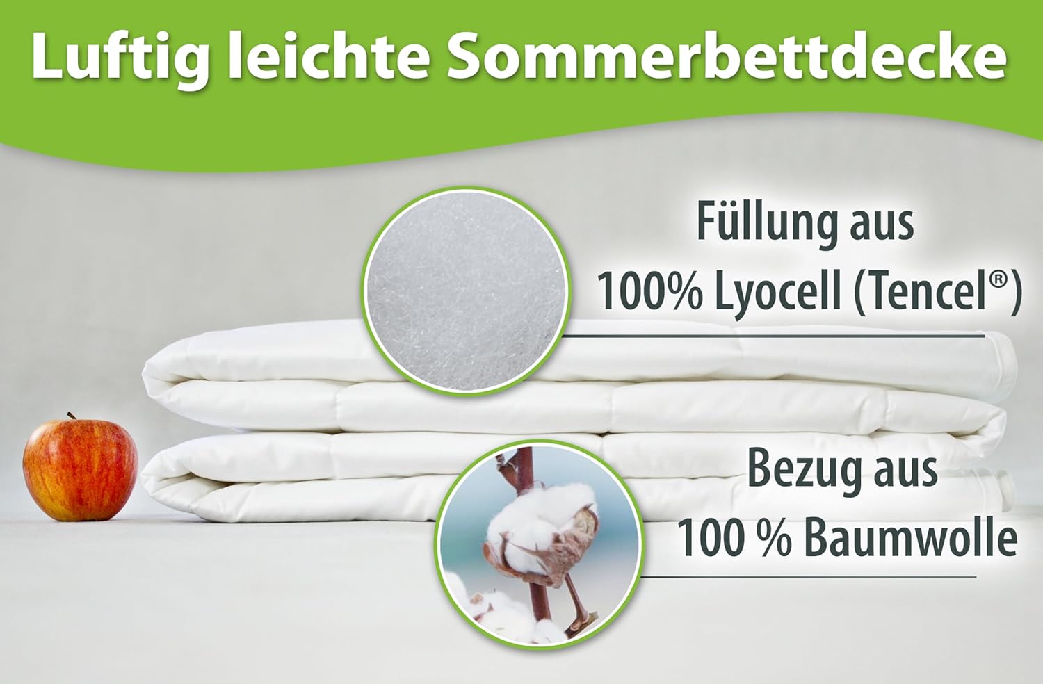 franknatur Sommerdecke Lyocell Tencel Bettdecke 200x200 Baumwolle