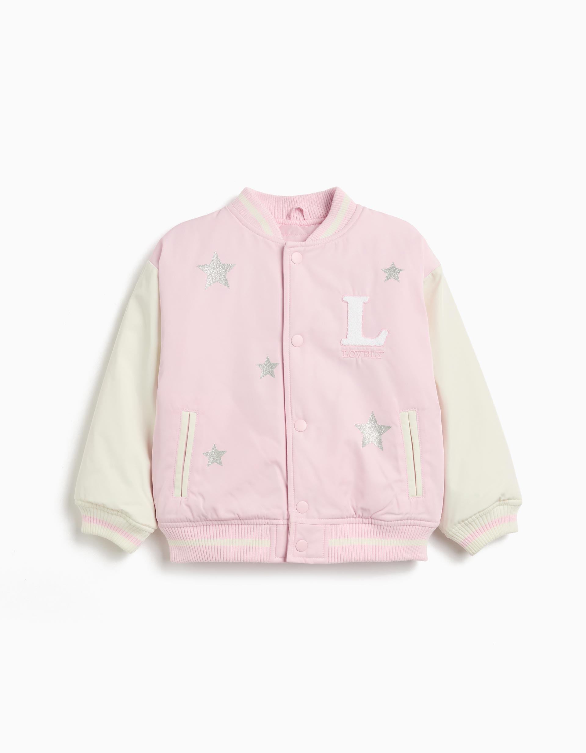 Casaco Bomber, Menina, Rosa Claro