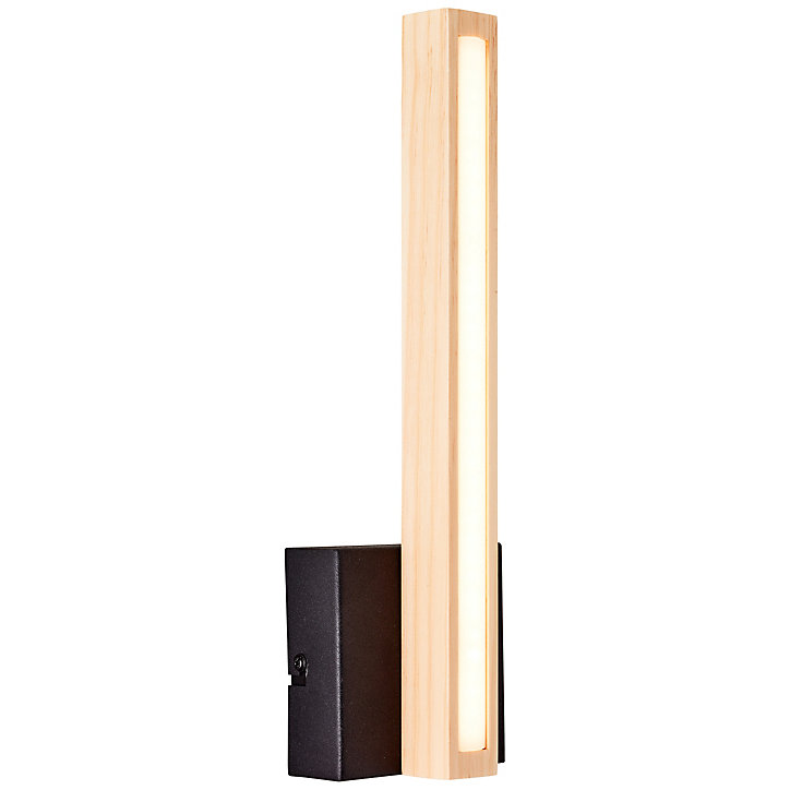 Applique LED intégrée Arion métal noir et bois beige blanc chaud 7,5W IP20 L.10 x H.33 x P.6,5 cm Brillant