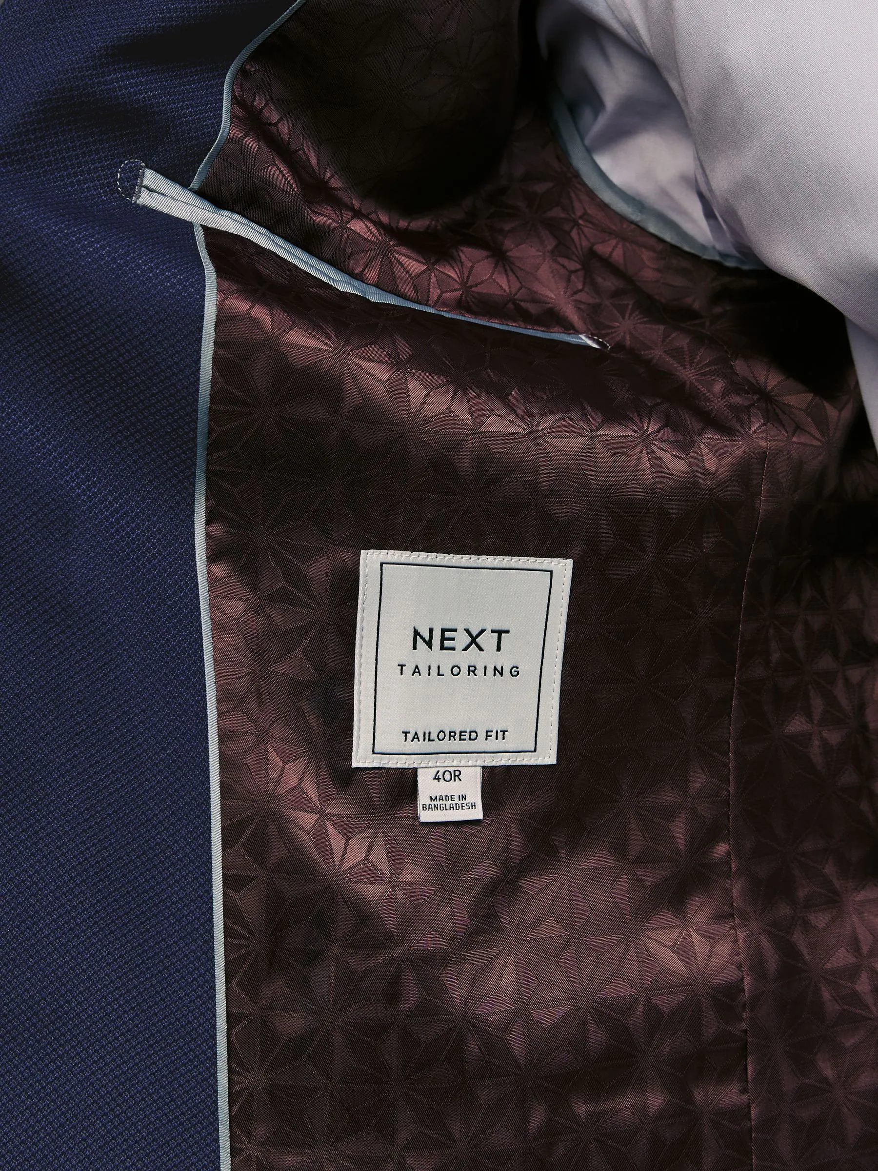 Helderblauw - Tailored fit - Kostuum met textuur: colbert