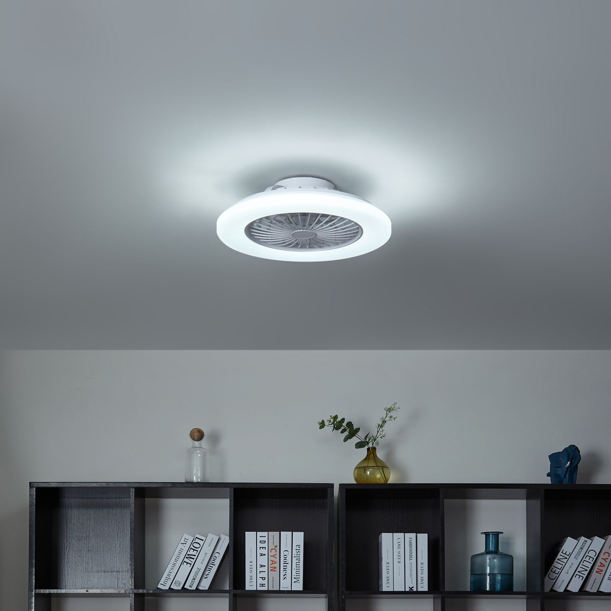 Plafondventilator wit 48.5cm incl. LED dimbaar in Kelvin met afstandsbediening - Clemo