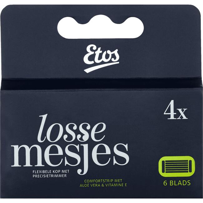 Etos Scheermes Man Navul 6 Blads Zwart 4 stuks