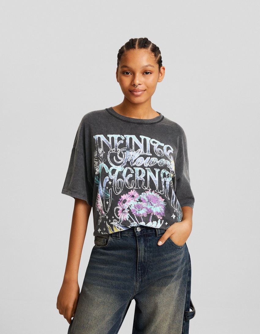 Camiseta de manga curta com estampa