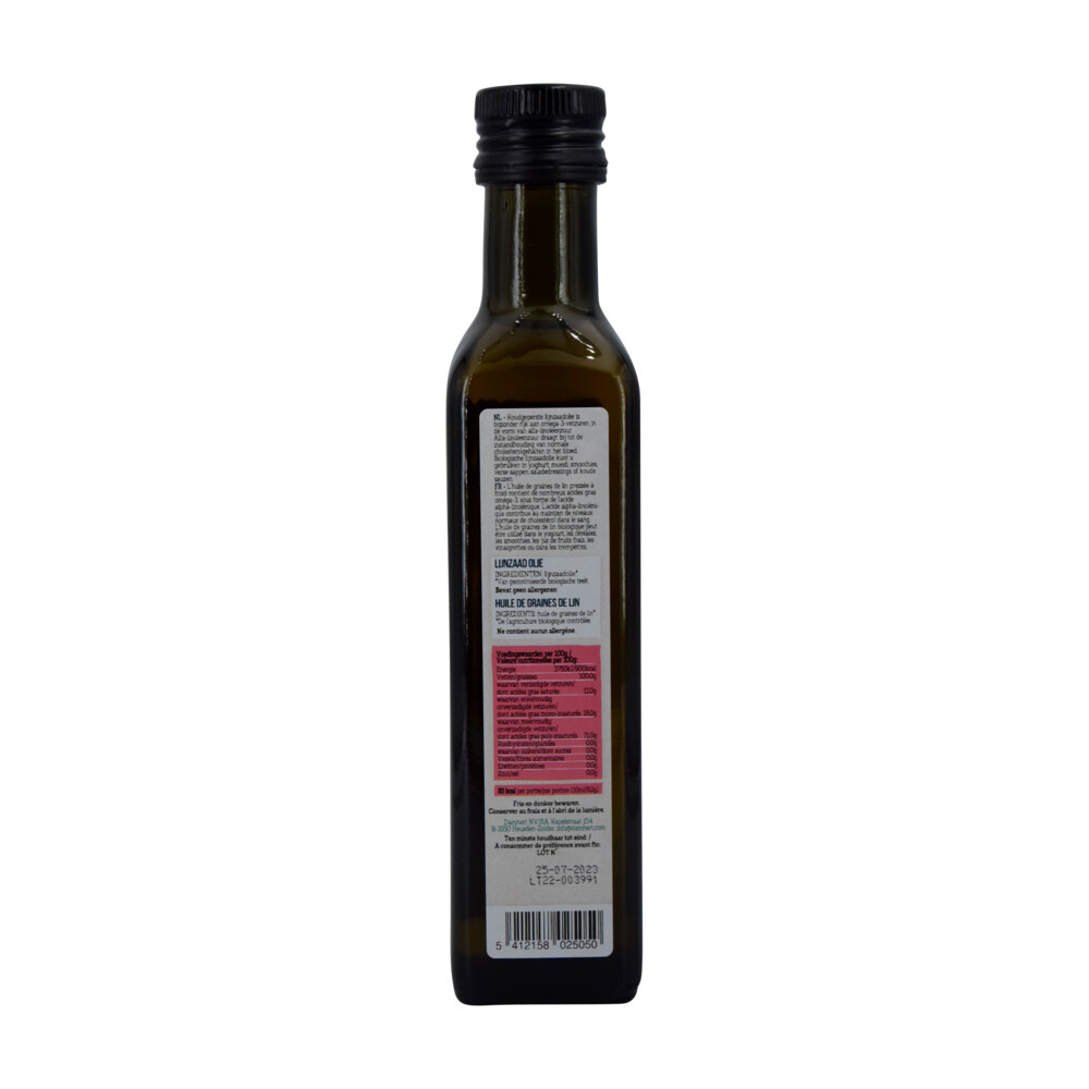 3x Damhert Biofood Lijnzaadolie Koudgeperst Biologisch250 ml