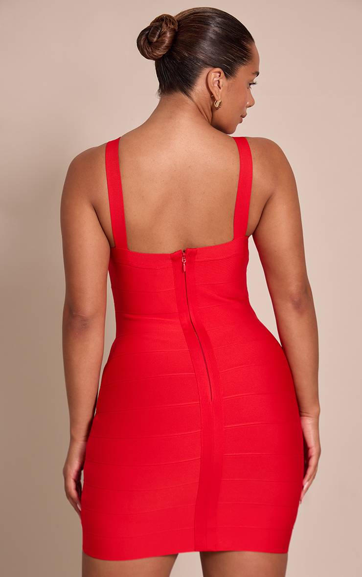 Rouge Robe Moulante Mini À Détail Ourlet Drapé En Bandage