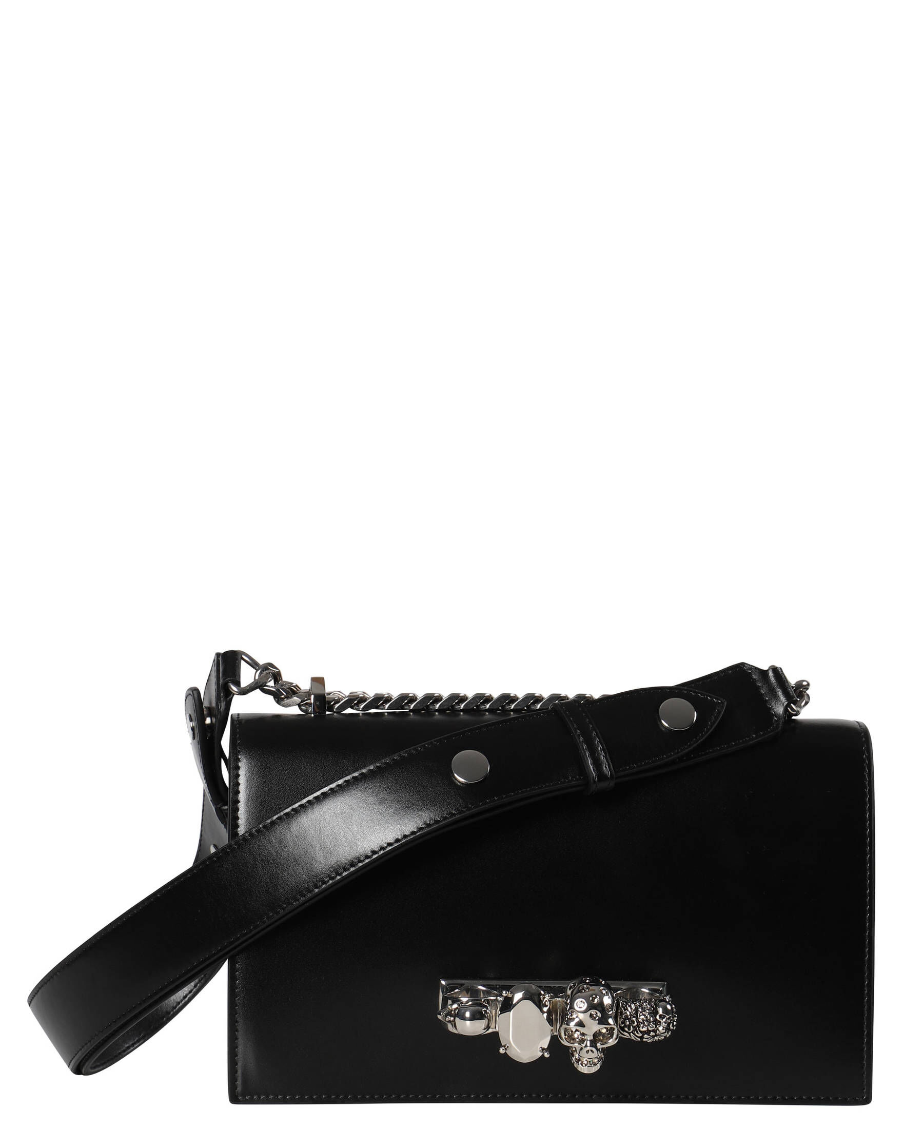 Alexander McQueen| Damen Schultertasche JEWELLED SATCHEL Midi Ledertasche mit Swarovski Kristallen