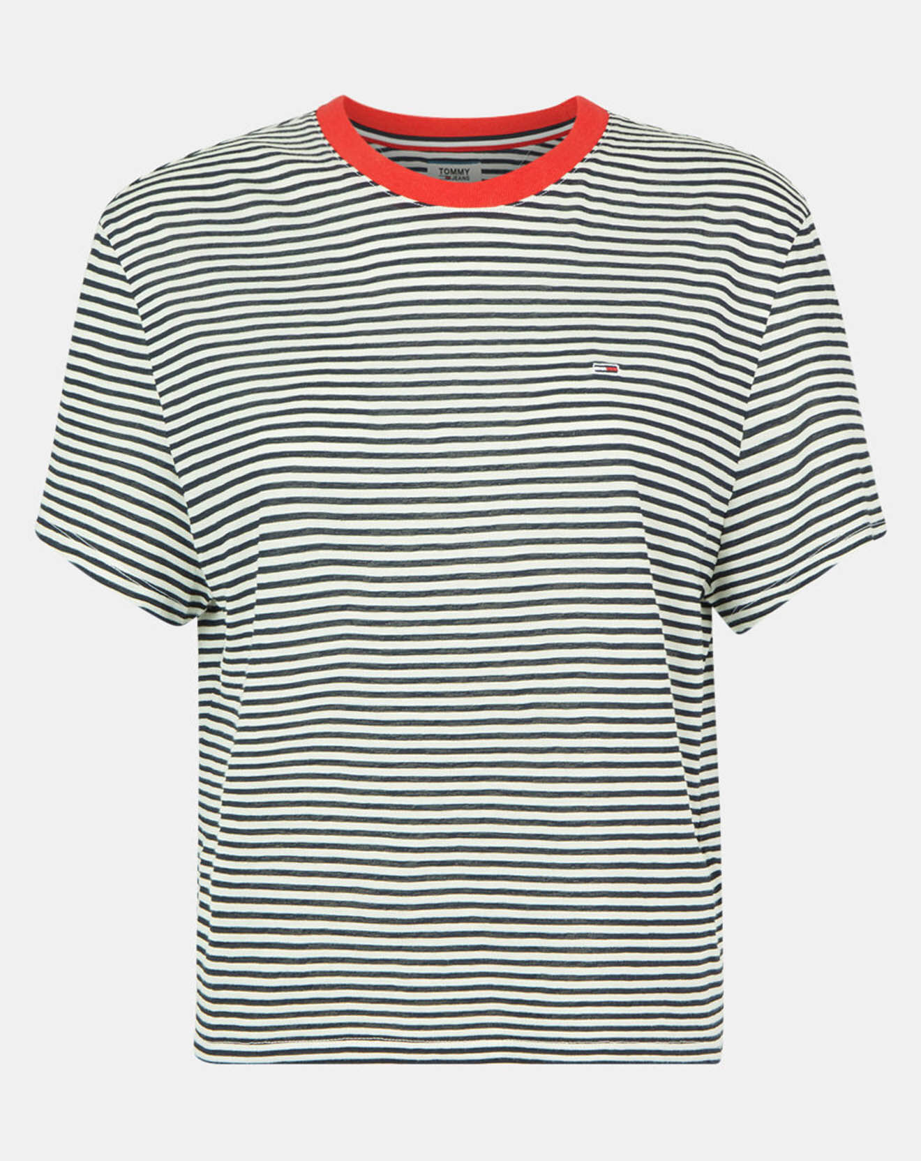 Tommy Jeans T-Shirt Crop Marnière blanc/bleu