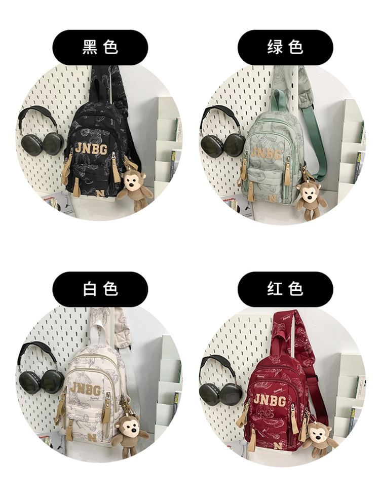 EAVALURE - Koppel bijpassende beer print letters applicatie sling bag