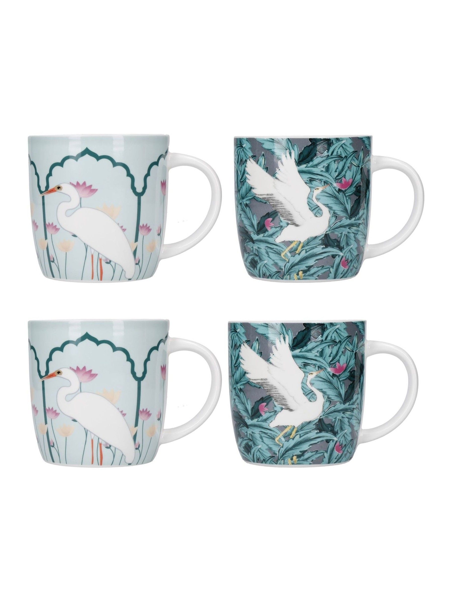 Kitchencraft Set of 4 Exotic Bird Colourful Ceramic Mugs