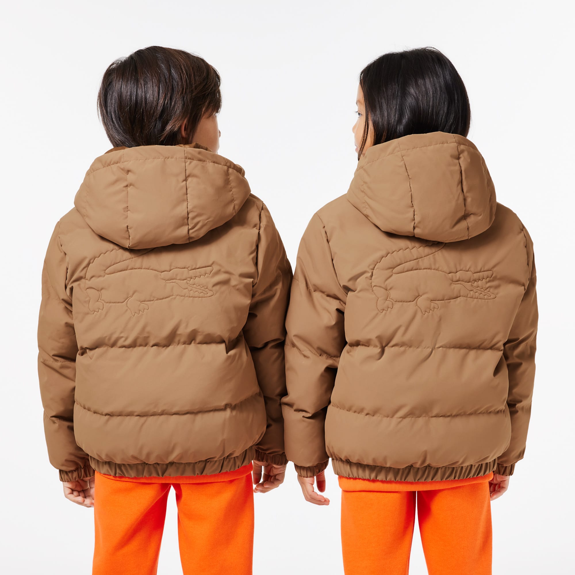 Doudoune à capuche avec crocodile au dos Manteaux & Blousons - Marron - Lacoste - Enfant