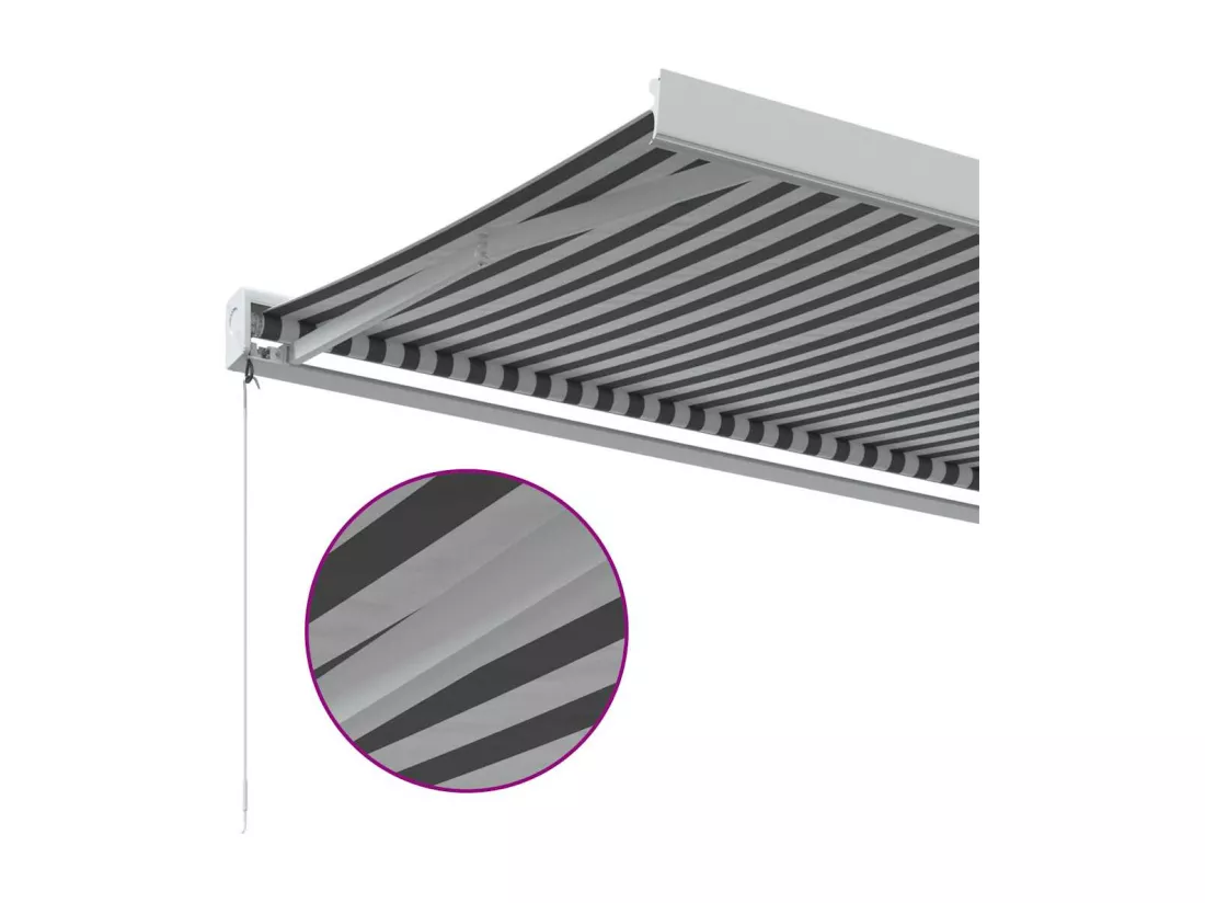 Auvent rétractable anthracite et blanc 3,5x2,5m tissu/aluminium