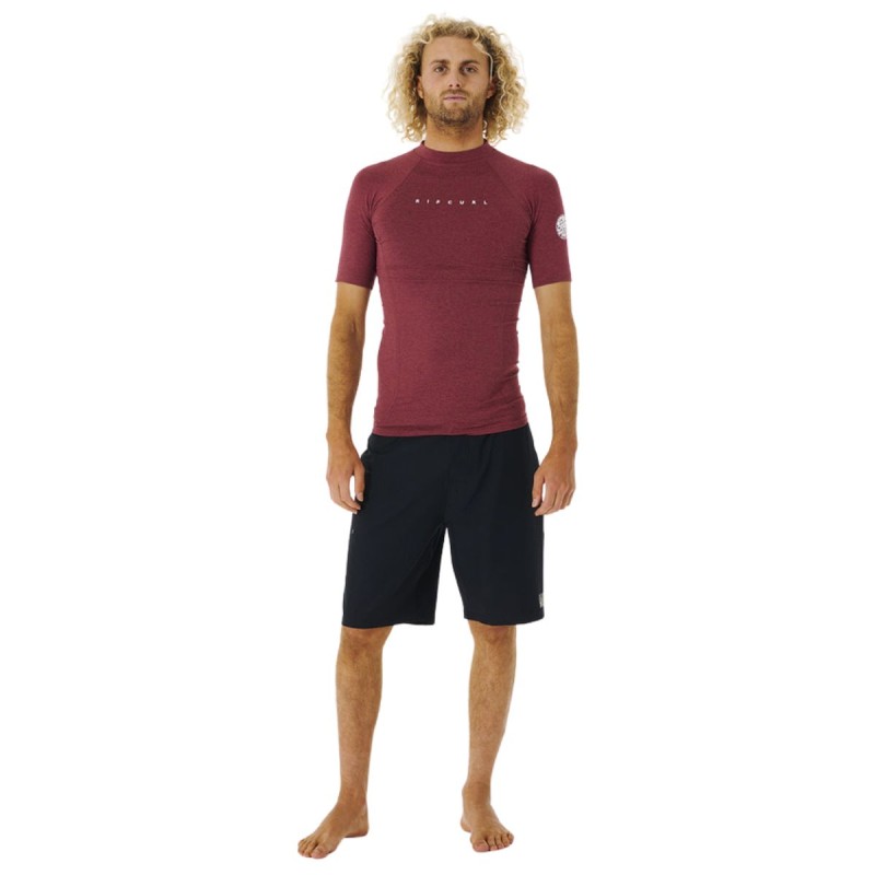 Top Lycra Manches Courtes RipCurl Dawn Patrol Perf 2023 - Bordeaux - The Corner Shop