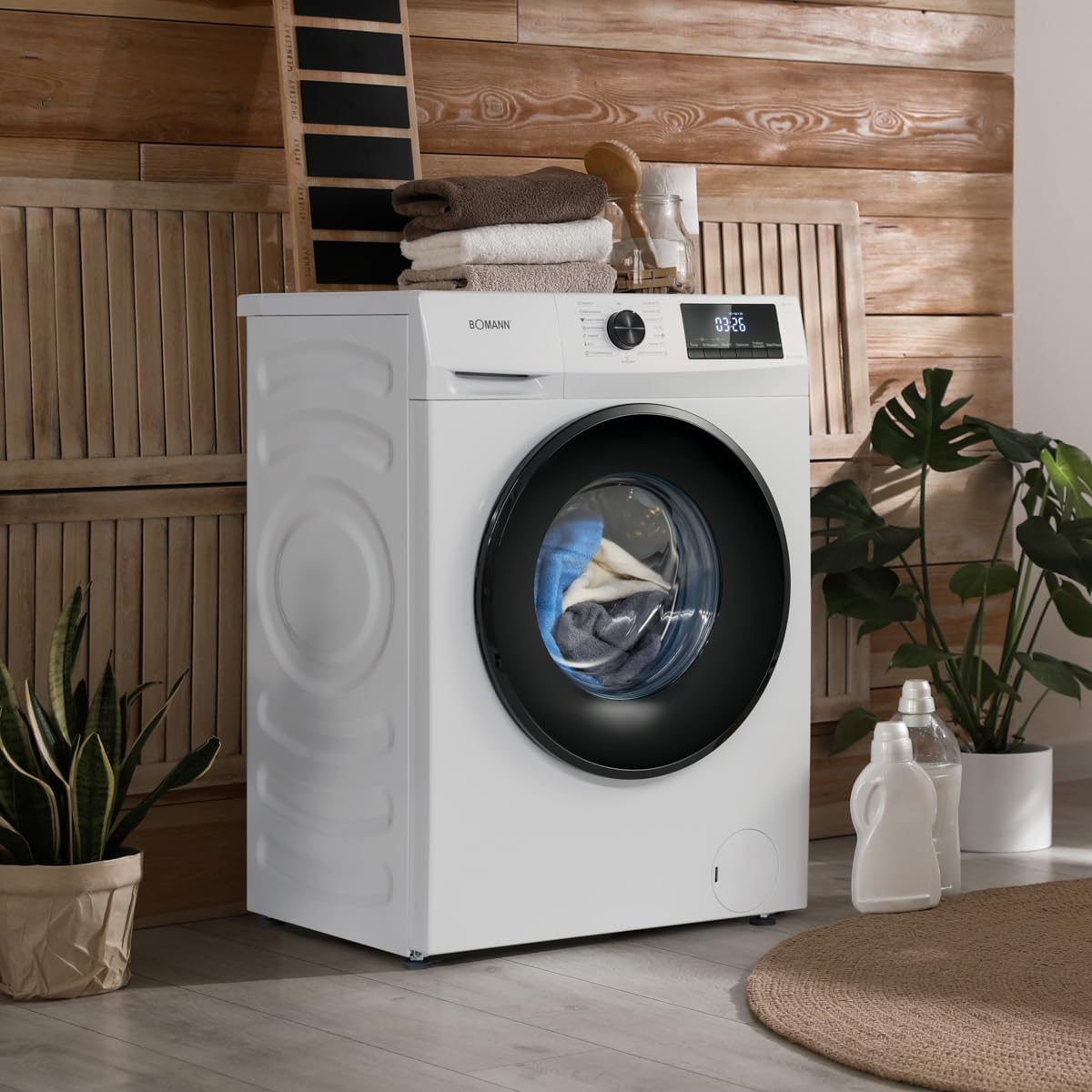 Bomann® Waschmaschine 7kg | max. 1400 U/min | 10 Jahre Motor-Garantie | effizienter, leiser & langlebiger Invertermotor | 15 Programme | Endzeitvorwahl | LED-Display | Washing Machine | WA 7175 weiß
