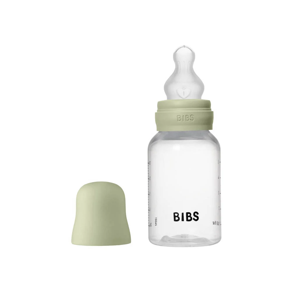 BIBS Babyfles 150 ml - Sage - met silicone speen en opvouwbare trechtertje