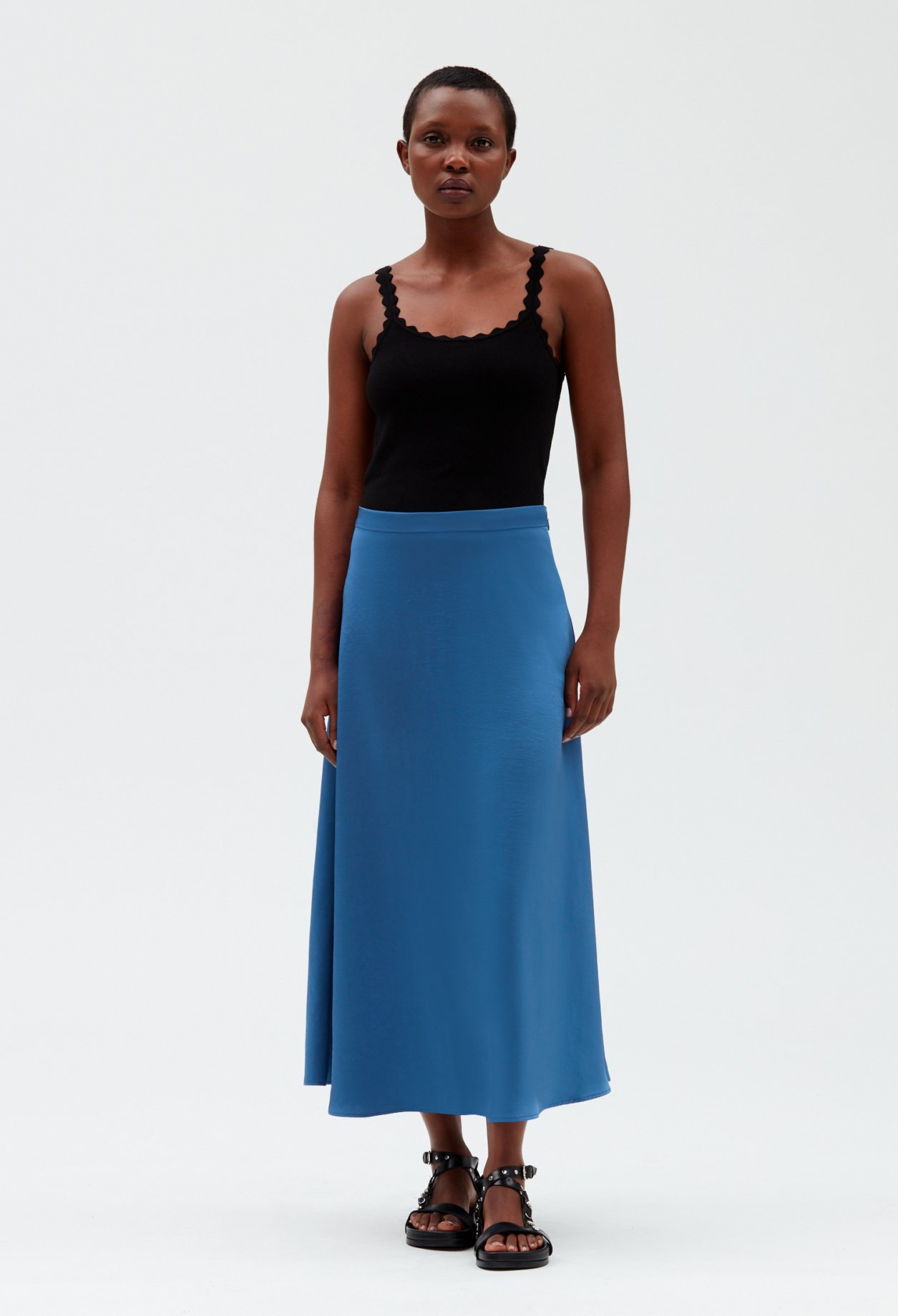 Jupe midi bleue