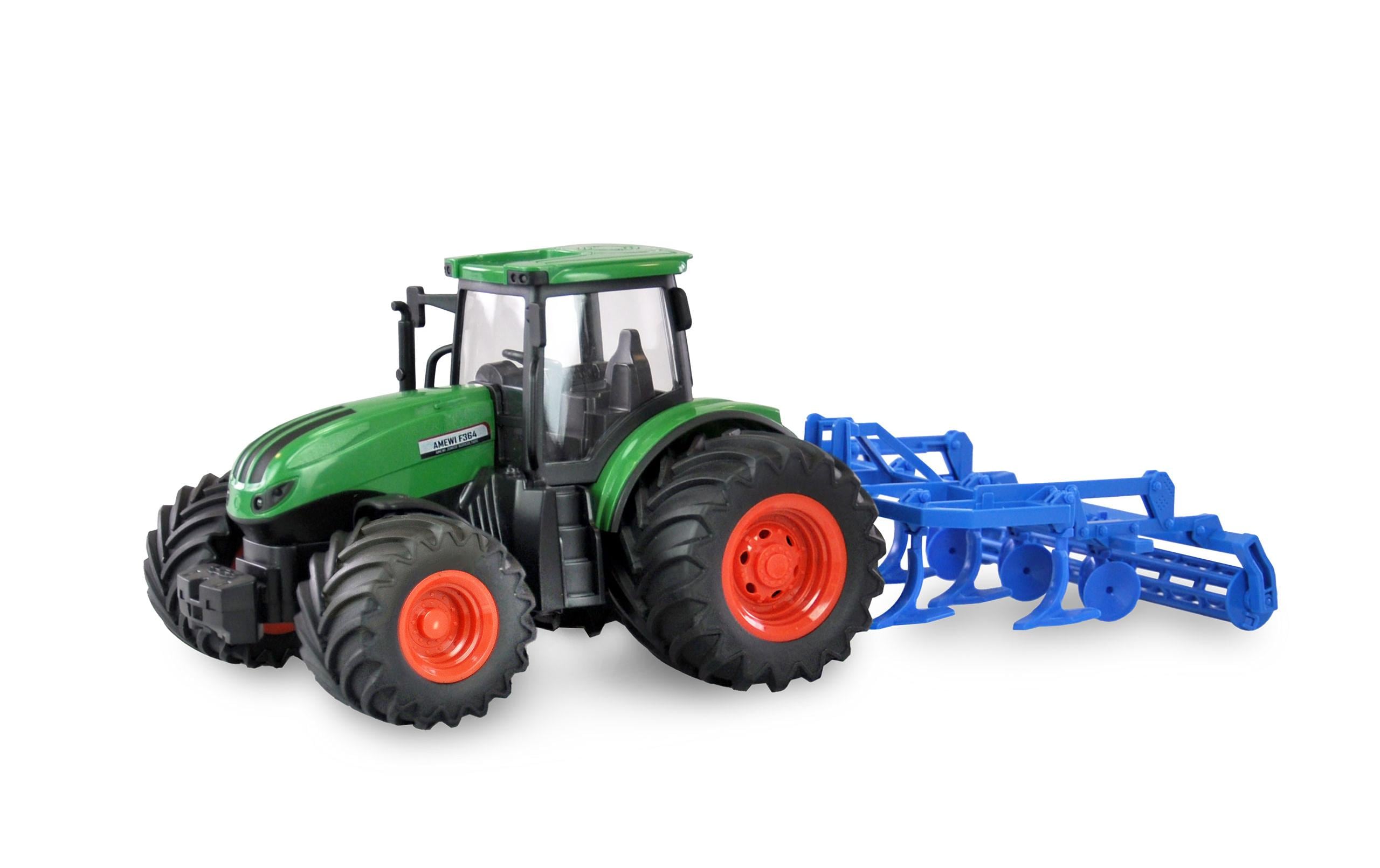 Traktor mit Grubber, Grün 1:24, RTRFerngesteuerter Traktor mit Licht und Sound