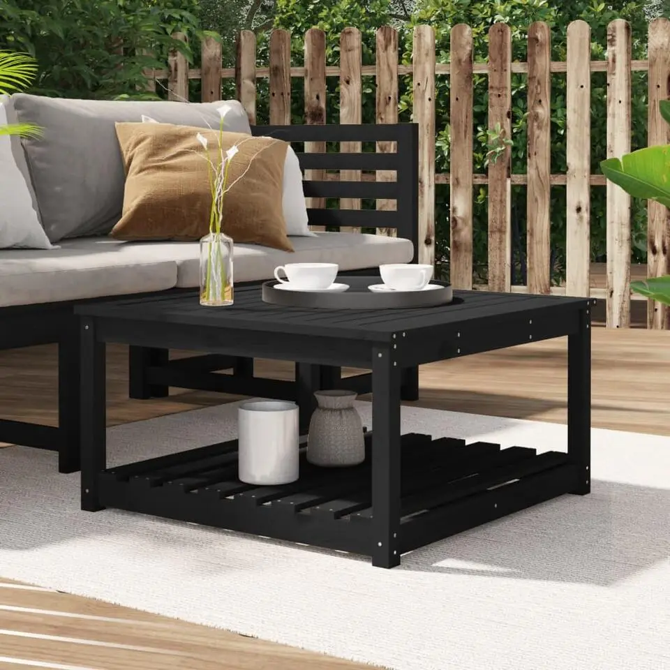vidaXL - Tuintafel met opbergruimte - Zwart - Grenenhout - 82,5x82,5x45 cm