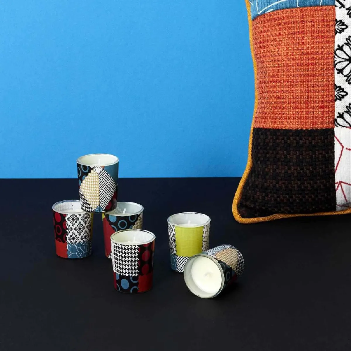 The Home Deco Factory Coffret 6 Bougies Patchwork