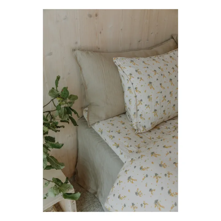 garbo&friends Drap-housse Mimosa en mousseline de coton | Blanc cassé