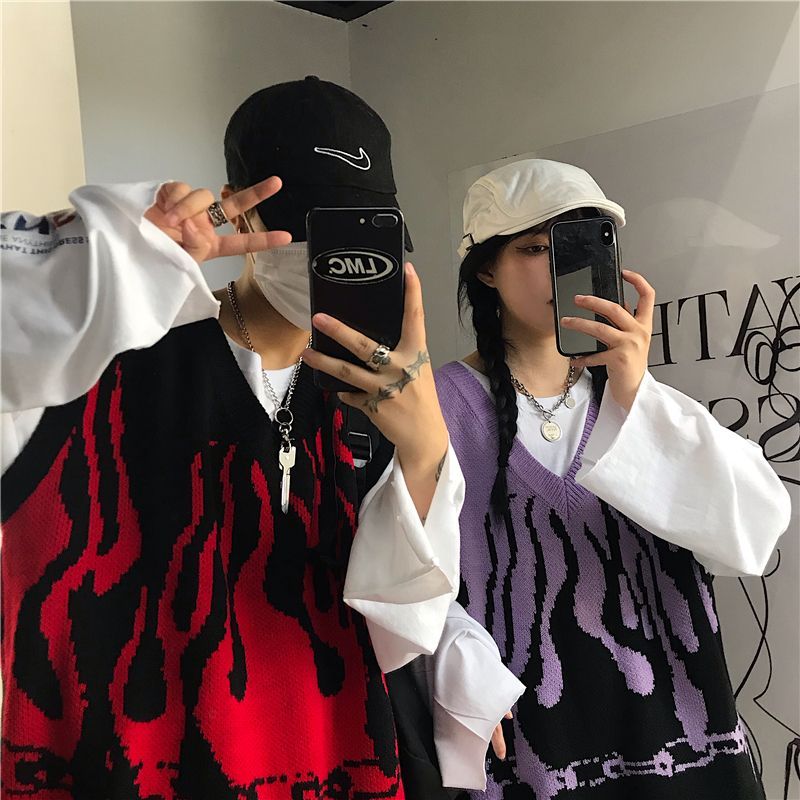 2DAWGS - Matching Fire Print Knit Vest voor koppels