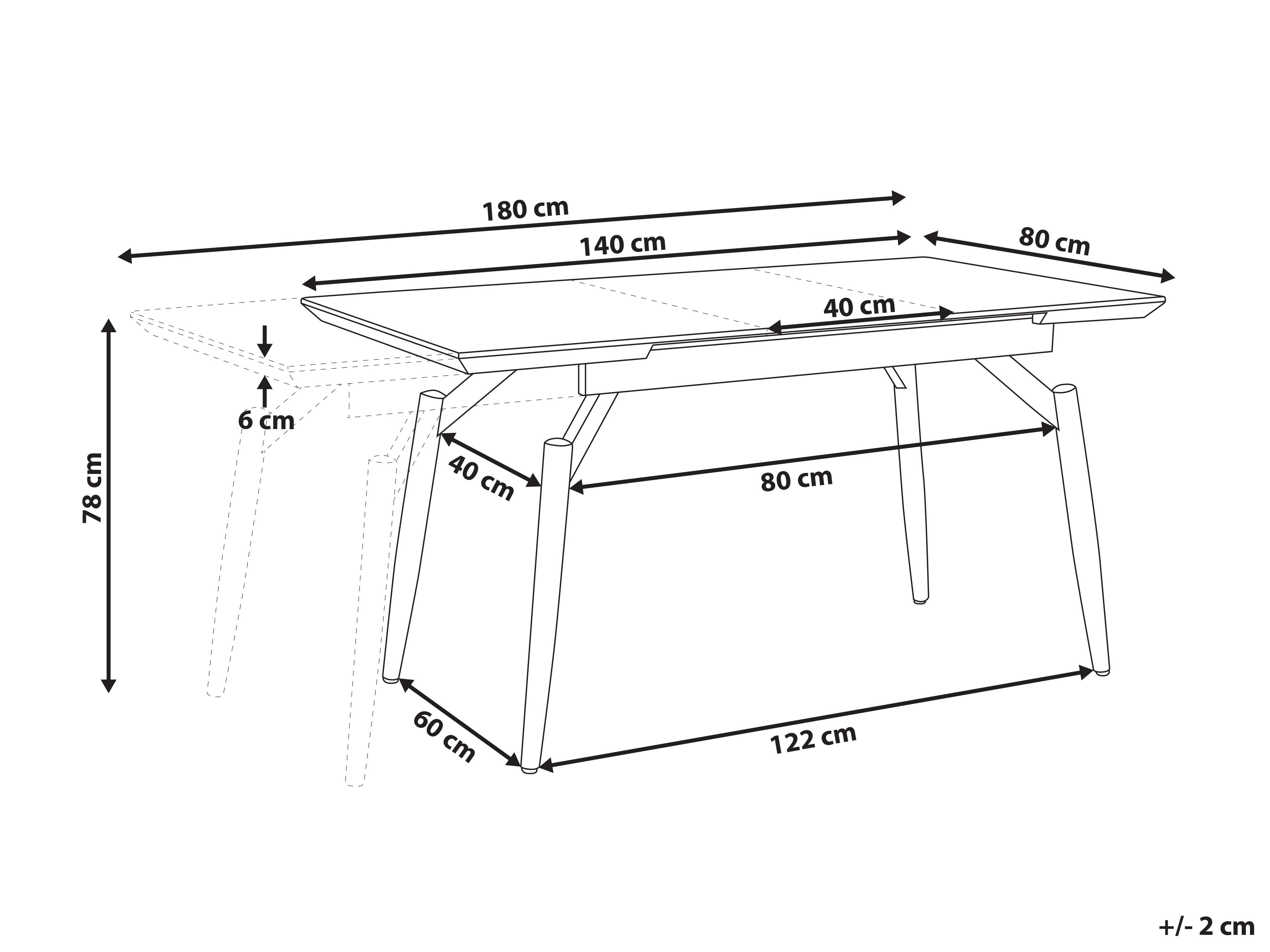 Eettafel uitschuifbaar BARBOSA Donkerbruin 80 cm 140/180 cm