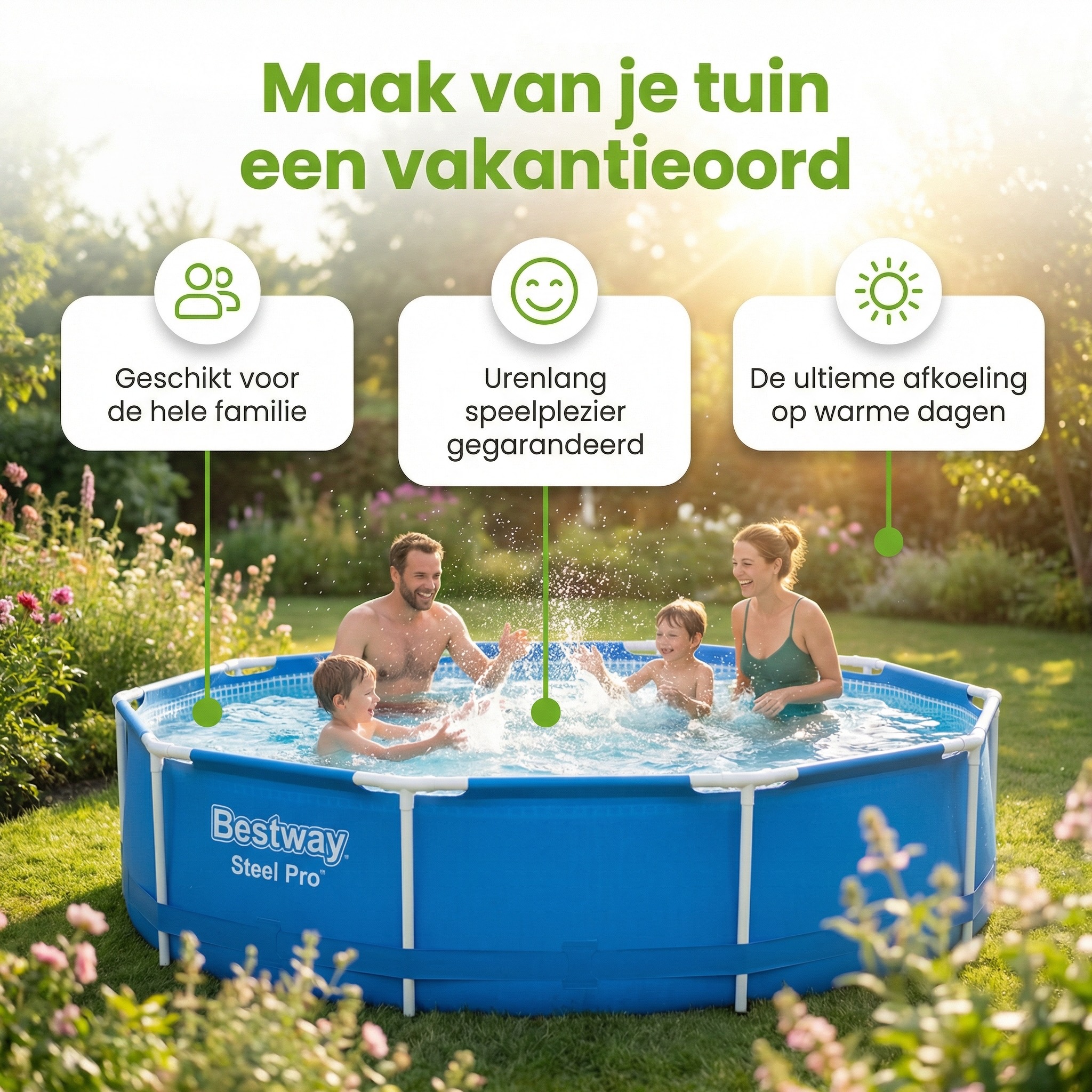 Bestway steel pro 366x76cm zwembad – 3-delig