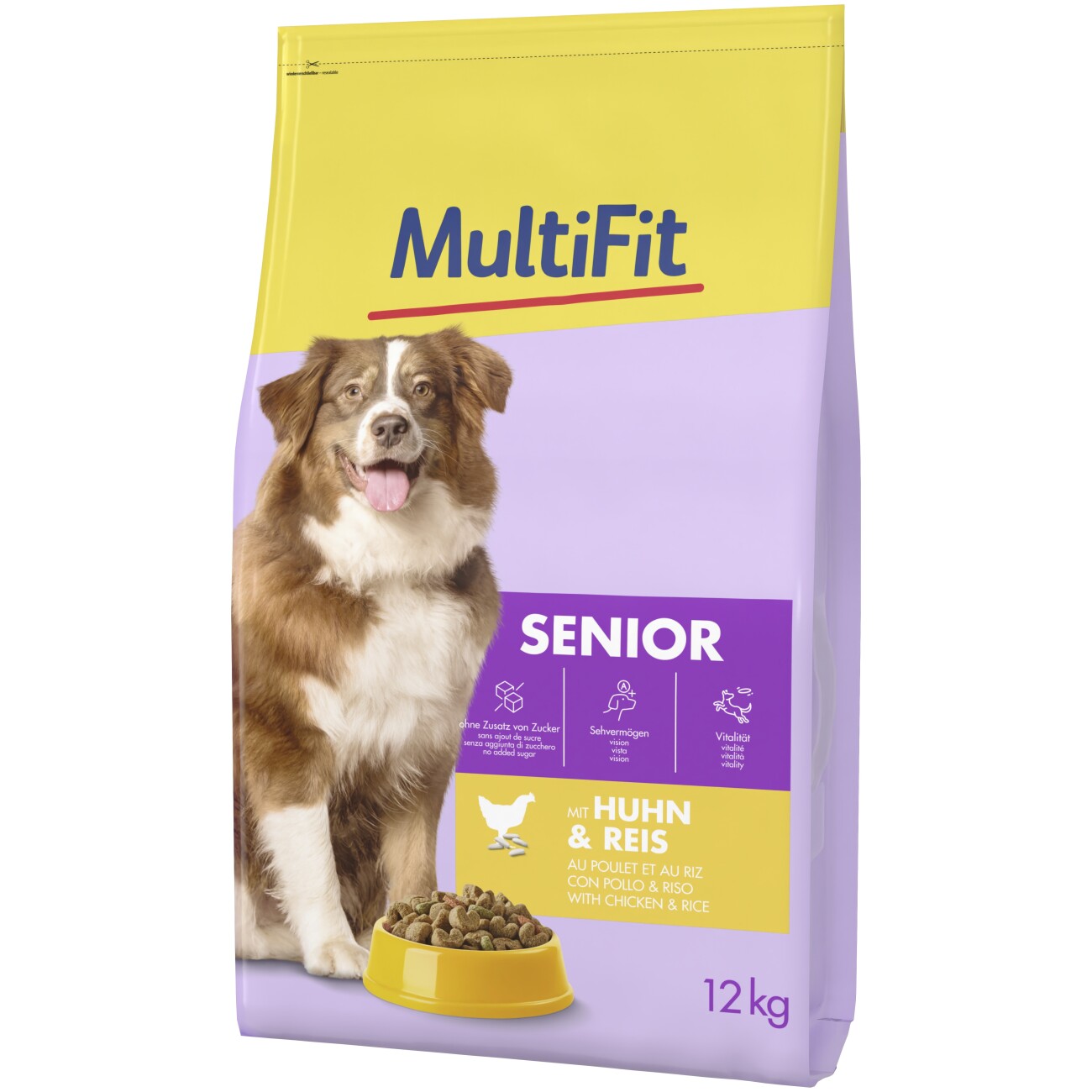 MultiFit Trockenfutter Hund Senior Huhn und Reis 2x12 kg