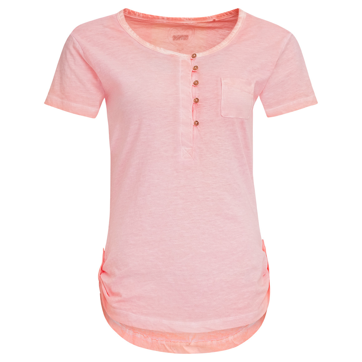 Gina Damen T-Shirt mit Knopfleiste rosa