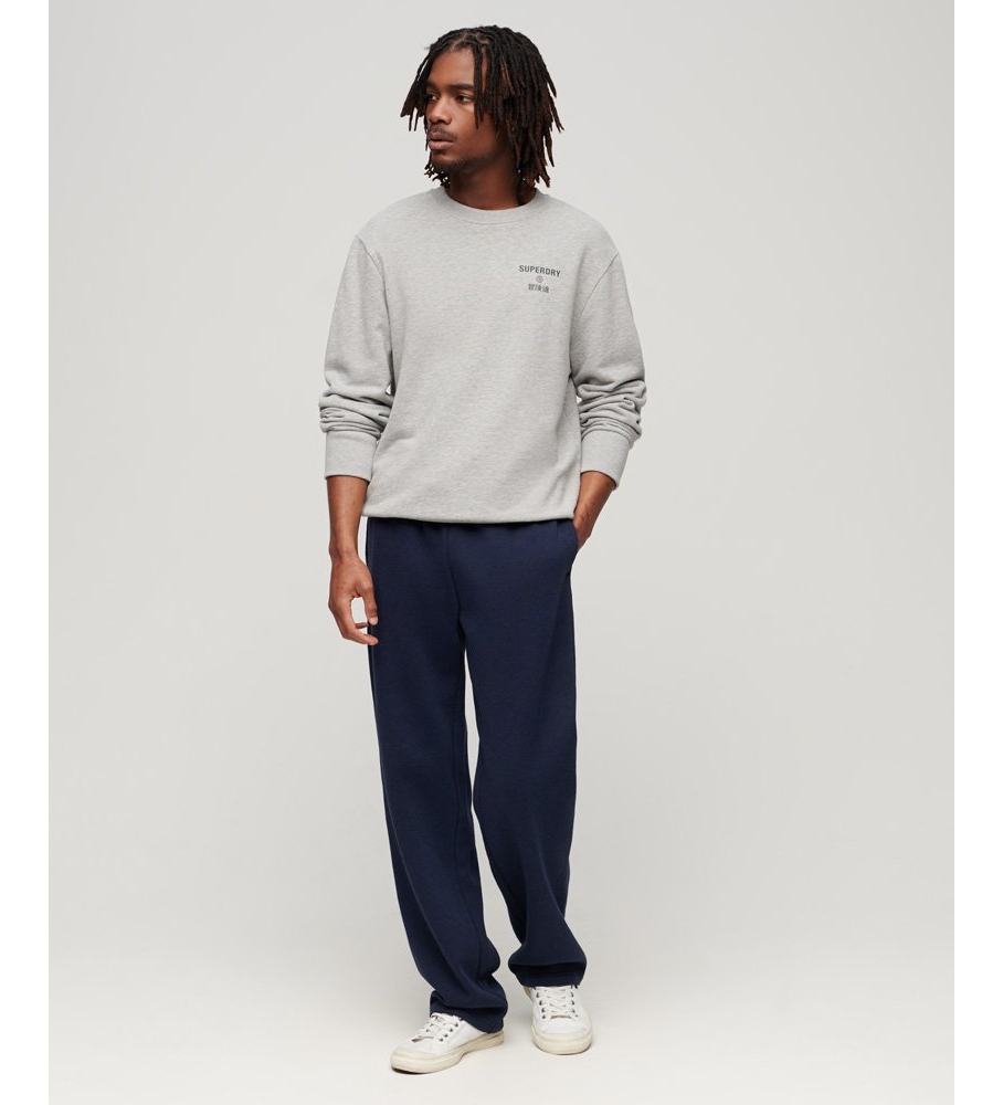 Calça jogger reta de algodão orgânico Superdry com logo vintage azul marinho