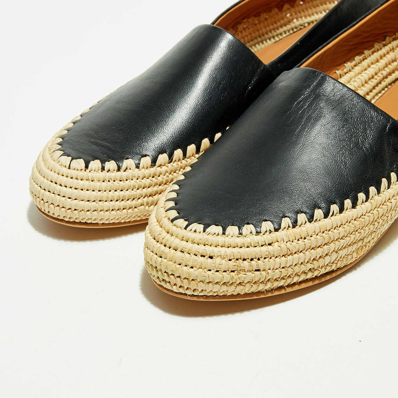 Quartier Latin Mocassins en Cuir & Raphia noires