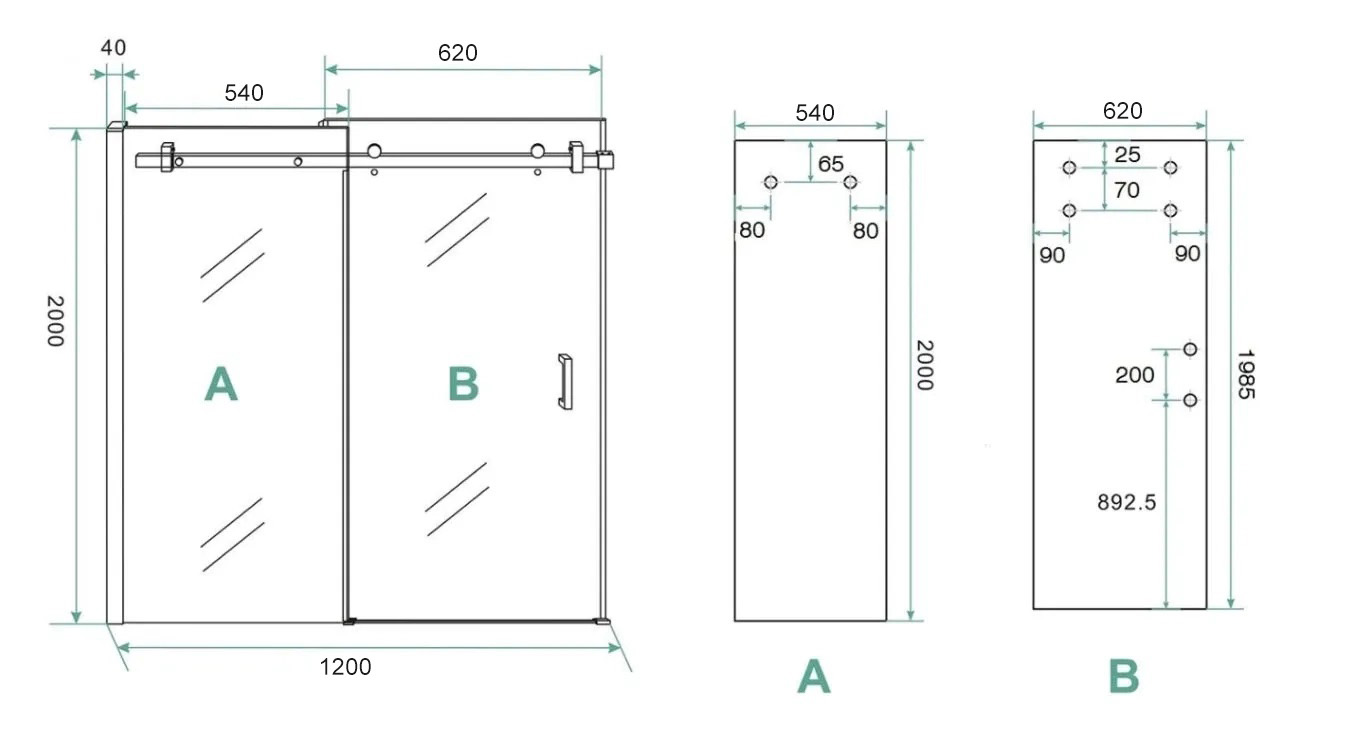 Saniclear Supreme douchecabine rechthoek 120x80cm anti-kalk chroom