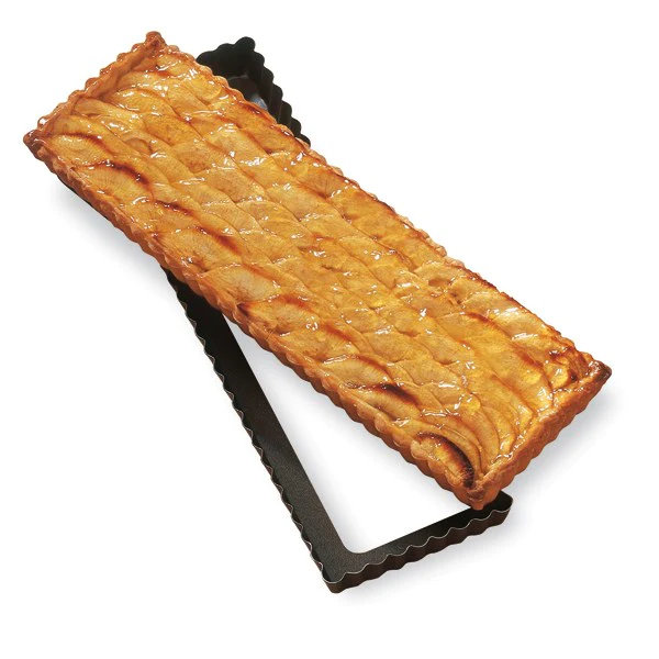 Moule à tarte amovible rectangle acier revêtu anti-adhérent bords cann