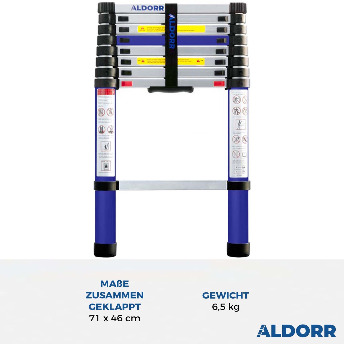 ALDORR Home - Telescopische ladder van 2,60 m - Multifunctionele ladder - Draagvermogen tot 150 kg - Soft-Close-systeem