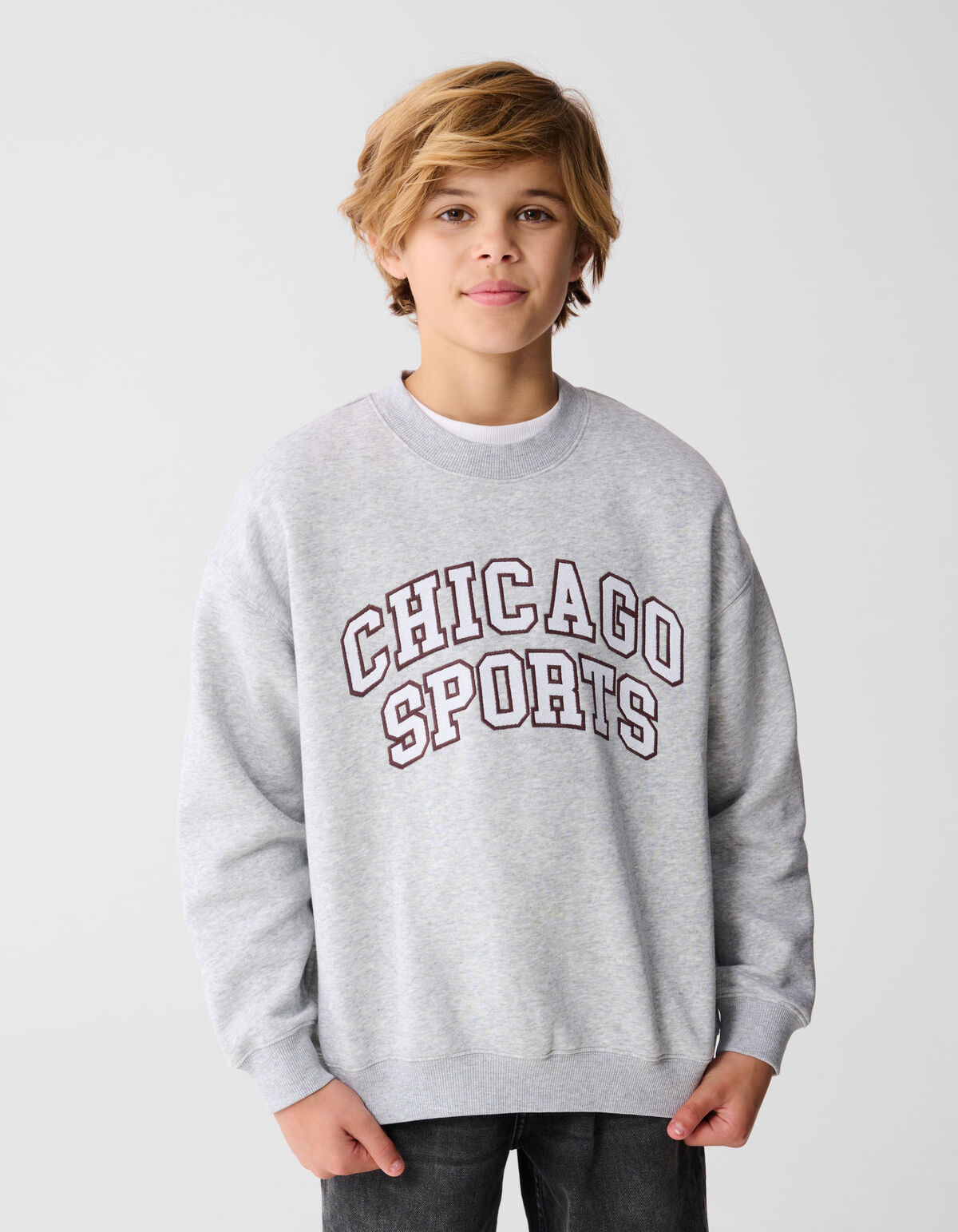Chicago Artwork Sweater Lichtgrijs