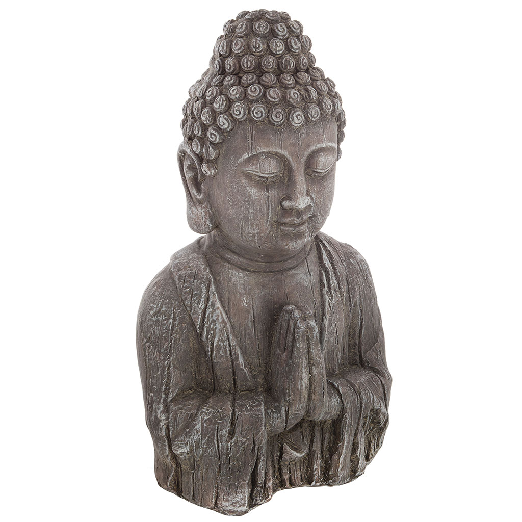 Statue Bouddha magnésie effet bois H 48cm