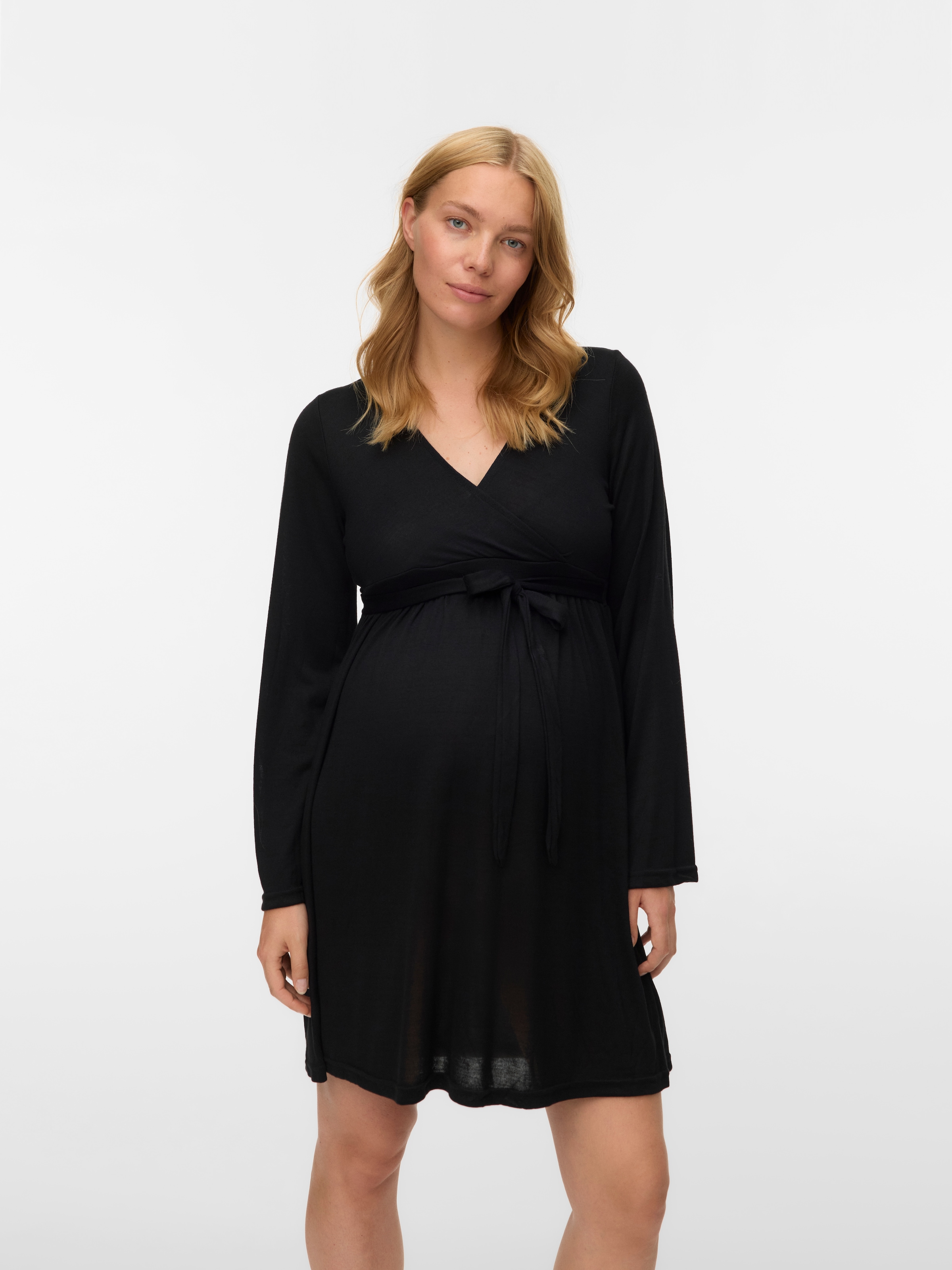 Mamalicious Umstandskleid »MLMAEVE TESS LS JRS DRESS 2F NOOS« Stilllage unter einem Wickeleffekt