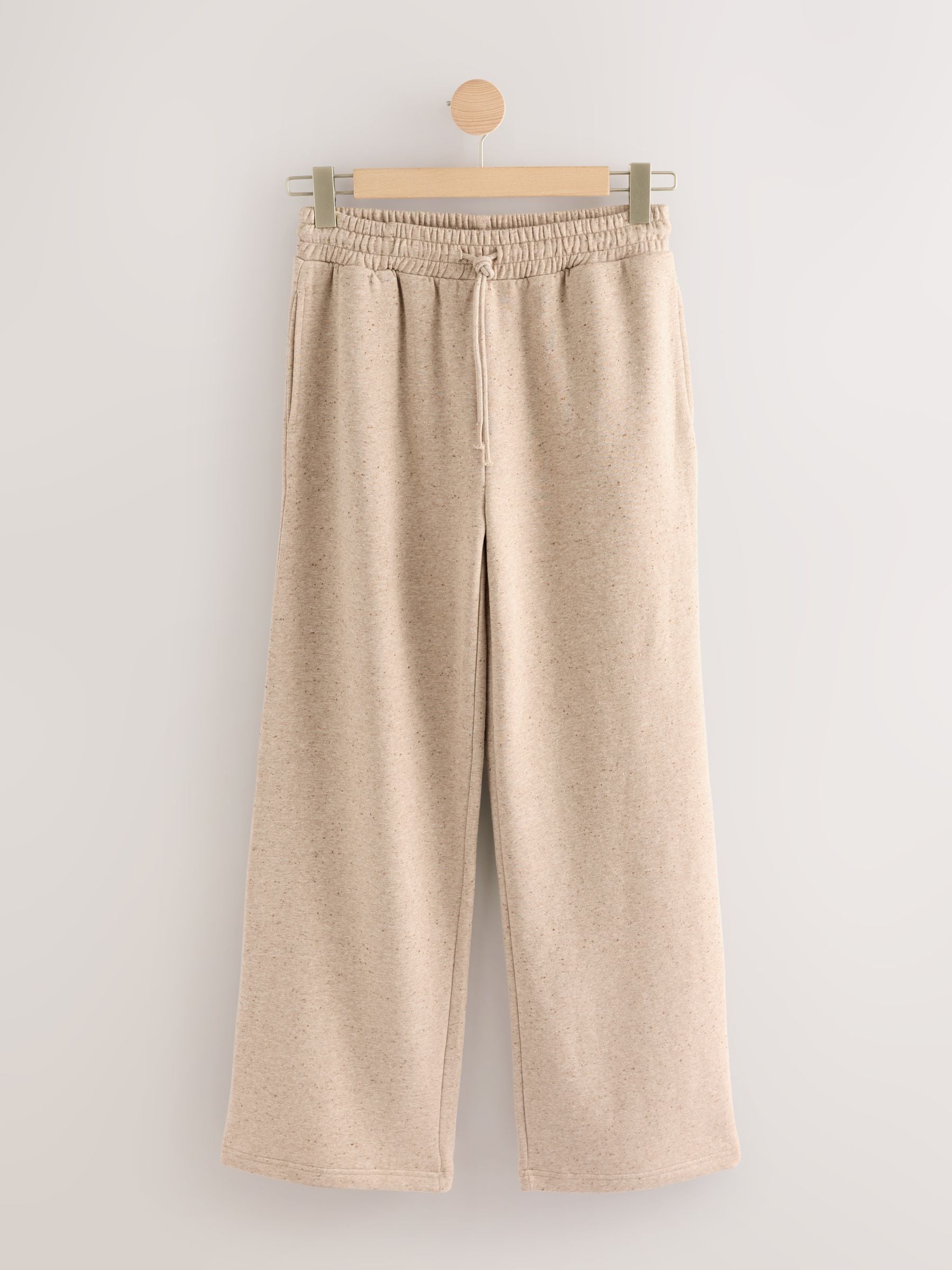 Neutral Neppy Textured - Essential Wide Leg Jersey Joggers