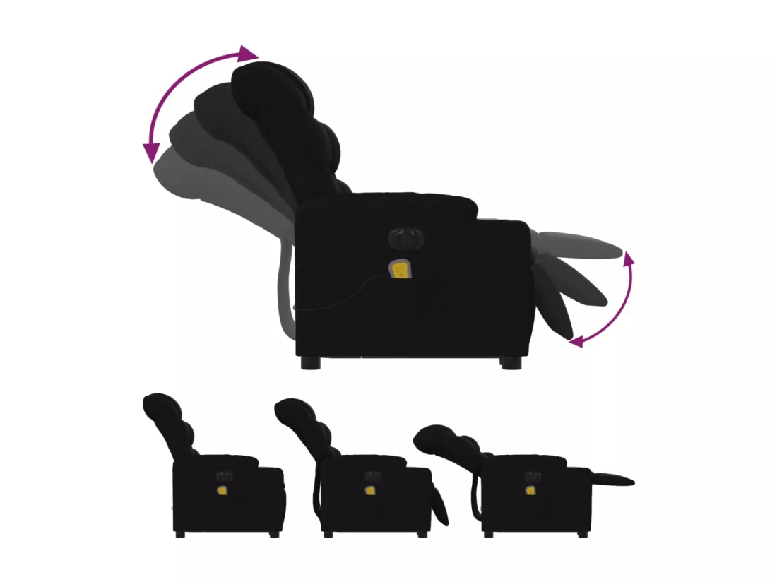 Fauteuil inclinable massant électrique Noir Tissu