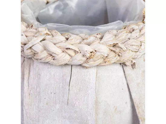Panier rond en bois blanc 13x13x12h cm