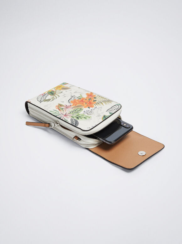 Bolsa para celular com estampa floral - Laranja