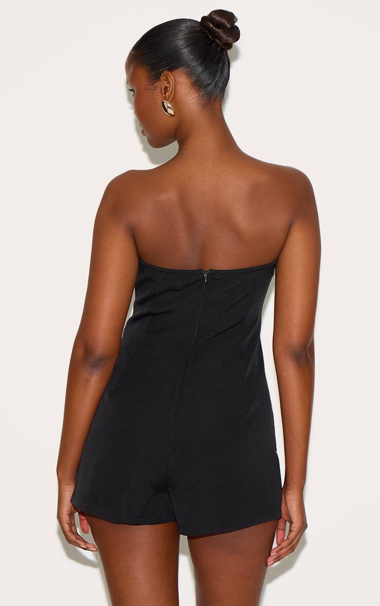 Noir Combinaison-short Bandeau Ajustée À Détail Plissé